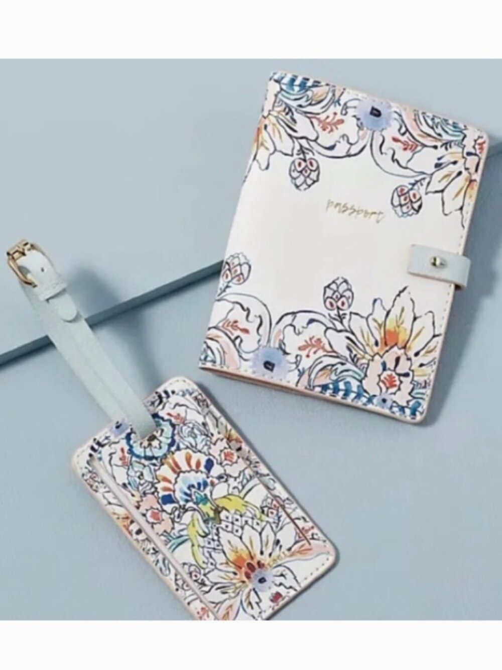 NWT Anthropologie Eres Passport Holder & Luggage Tag Set